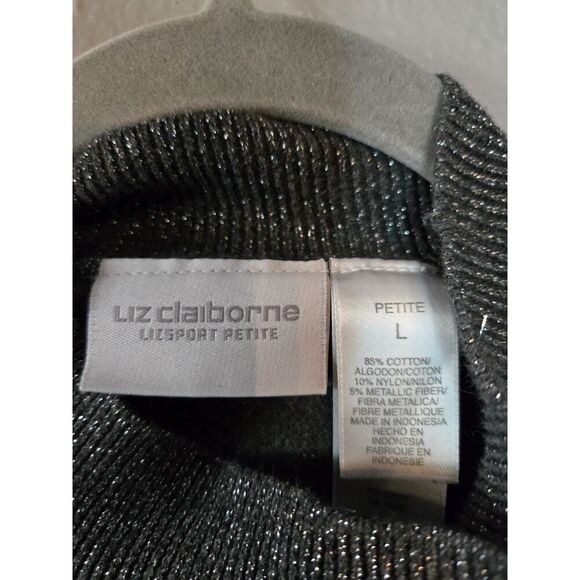 Liz Claiborne Women's Silver Shimmer Sleeveless Mockneck Sweater Size PL - Picture 6 of 6